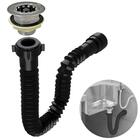 Sifão Sanfonado Universal 61cm Preto + Válvula Americana | As